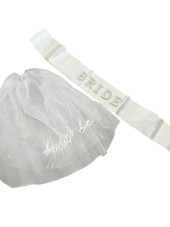 Accessories - Bridal 'Bride to Be' Veil and Sash Set - White